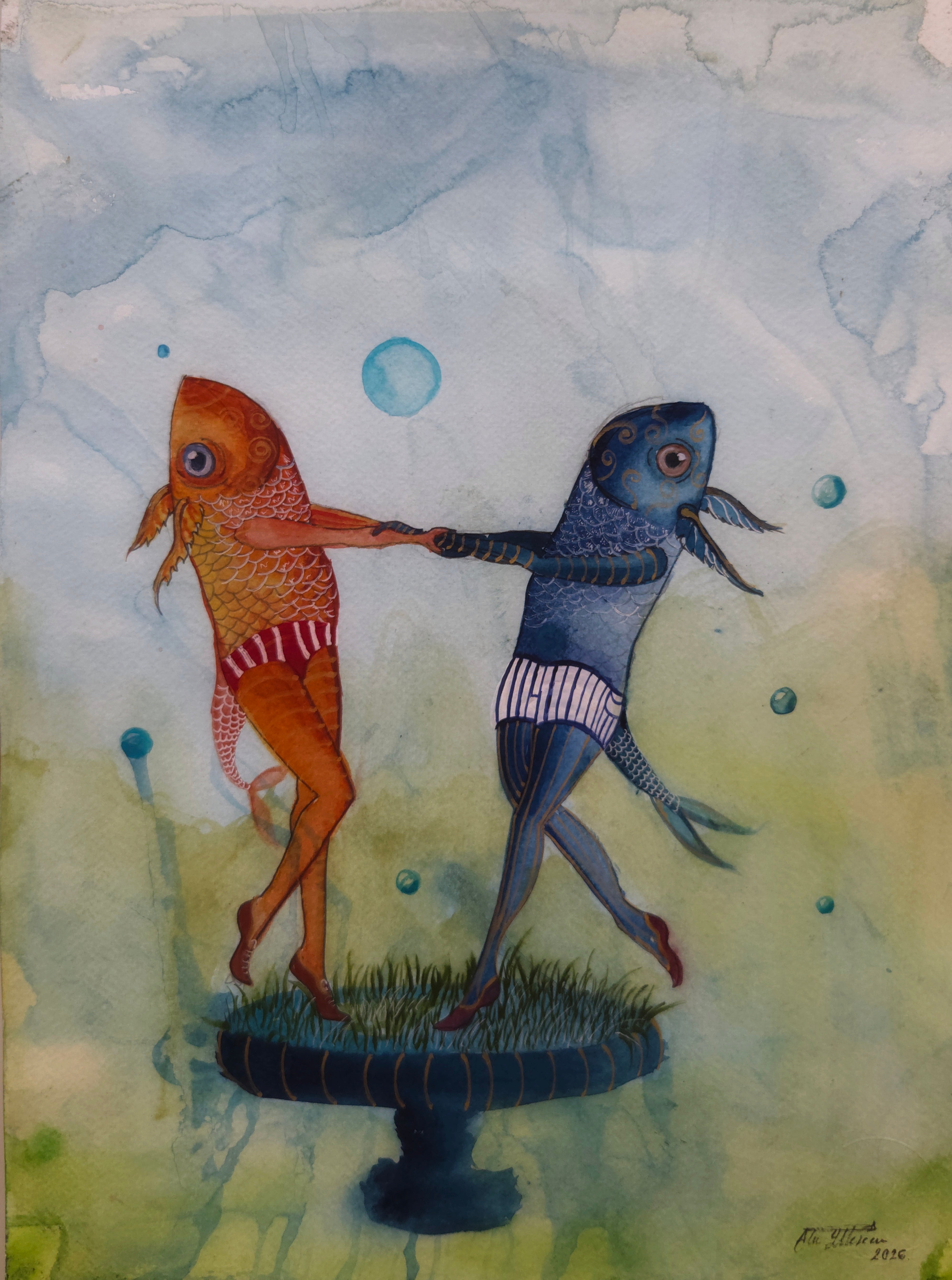 Danza de peces en bañador