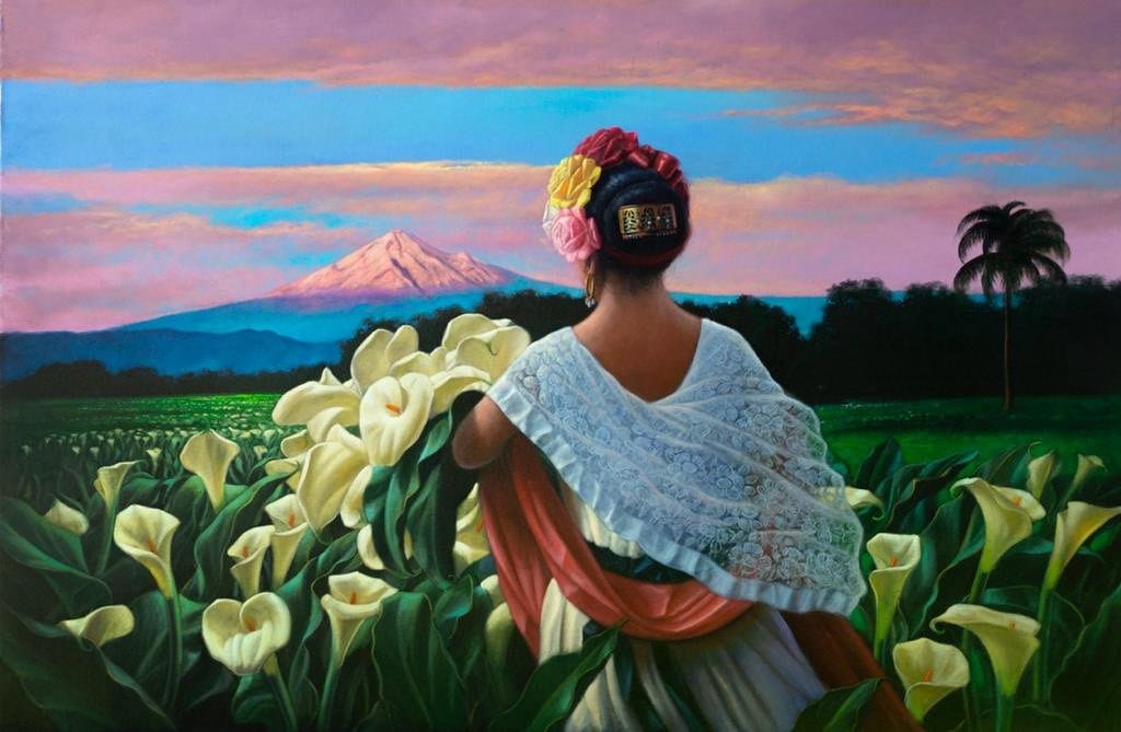 Jarocha contemplando el pico de Orizaba