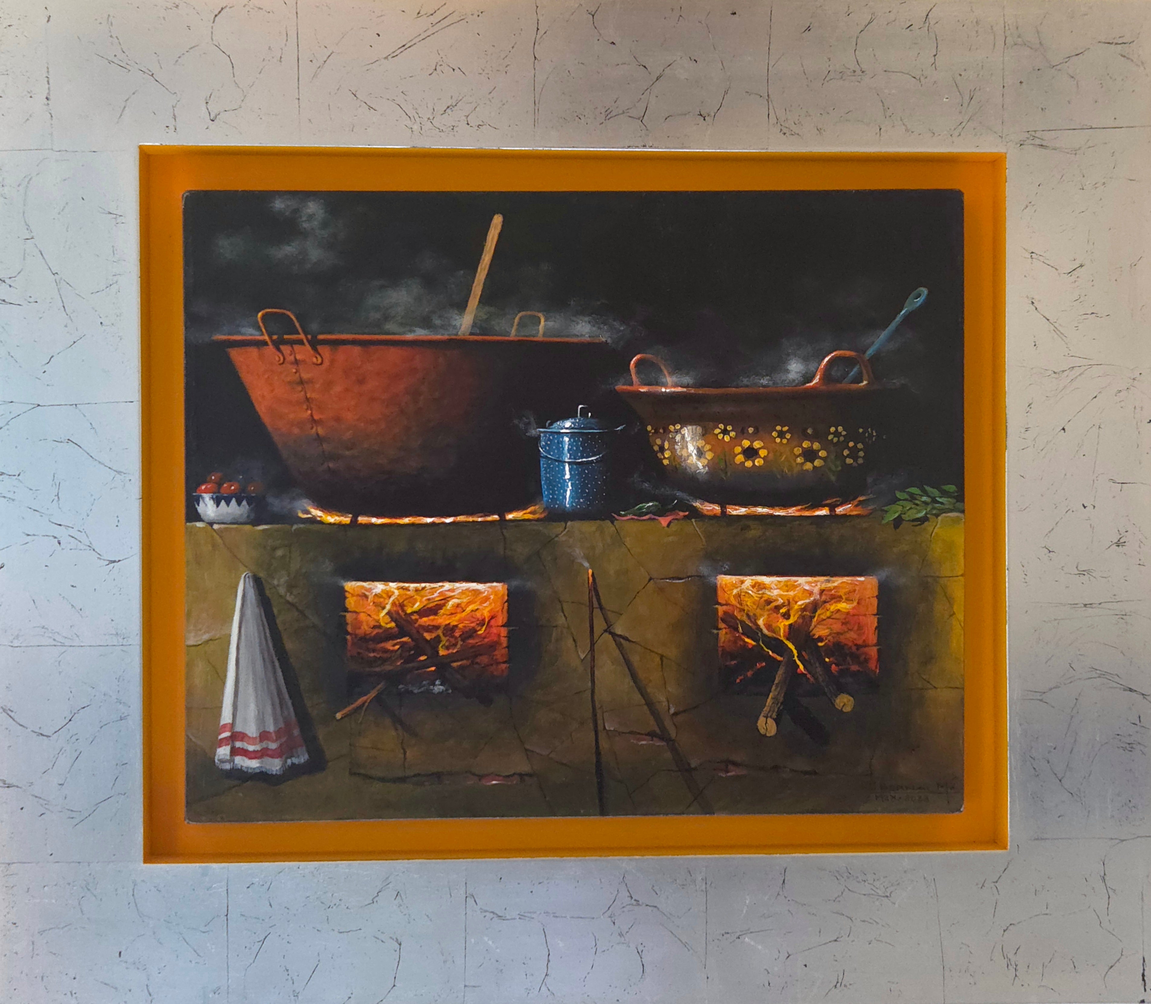"449.- Fogón con olla azúl"